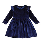 Nadia - Girls Velvet Dress , Long Sleeve |.